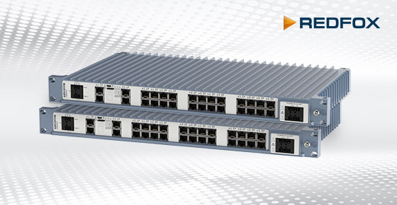 Westermo's Redfox 5528 19 inch rack Industrial Ethernet Switches.